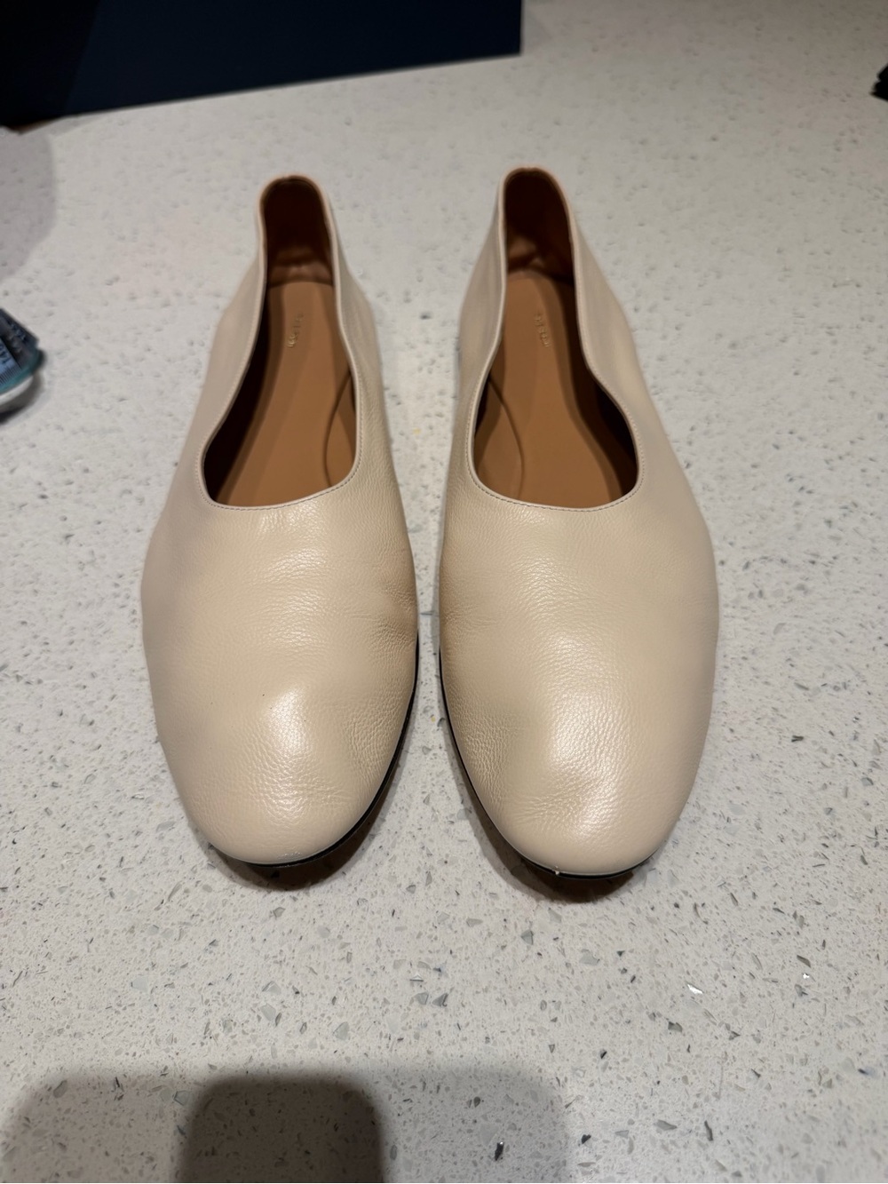 The Row Cream Leather Ballet Flats